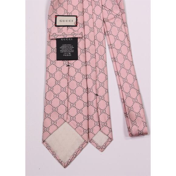 Gucci Current Pink GG Monogram Logo Silk Handmade Necktie Tie - Picture 4 of 5